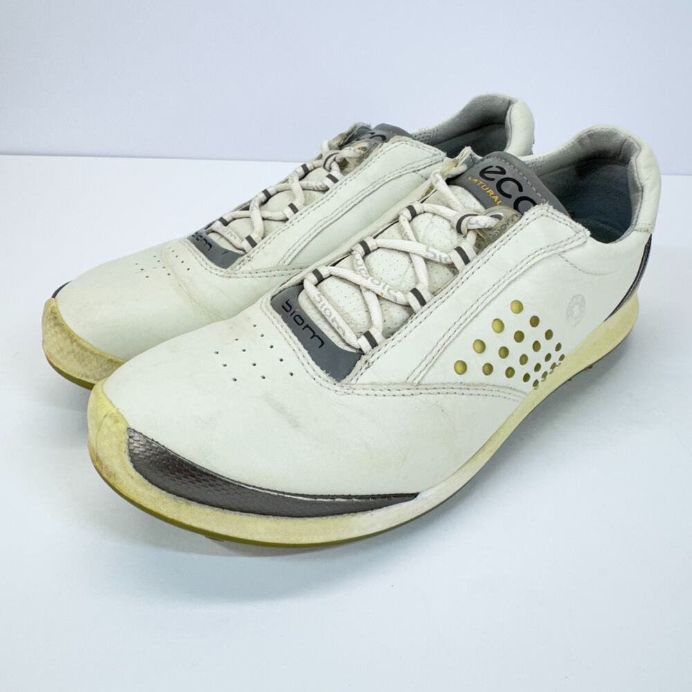 ECCO Biom Hybrid Hydromax Spikeless Golf Shoes Men Size 7 White Gray Yak Leather - Picture 2 of 11